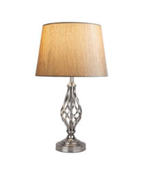 Lighting Supermarket Queenswood Traditional Barley Twist Table Lamp With Charcoal Gold Linen Shade - Silver Chrome - thumbnail 2
