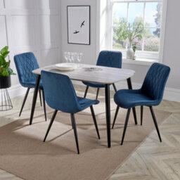 Core Products Aspen Grey Oak Effect 120Cm Rectangular Dining Table With 4 Blue Cord Fabric Diamond Stitch Design Chairs - thumbnail 1