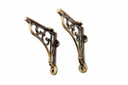 5X5 Classic Victorian Scroll Shelf Brackets Antique Brass - Pair - thumbnail 3