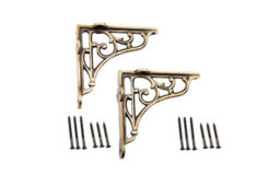 5X5 Classic Victorian Scroll Shelf Brackets Antique Brass - Pair - thumbnail 2
