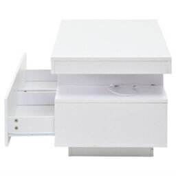 Abrihome Coffee Table With Led Lights, 2Drawers,  Rectangle Coffee End Table For Living Room, Office, 100X50X45Cm, White - thumbnail 9