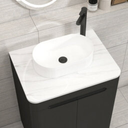 Royal Bathrooms Venice 600mm Matt Nocturne Black Freestanding Bathroom Countertop Vanity Unit 2 Door With Lyon Basin - thumbnail 6