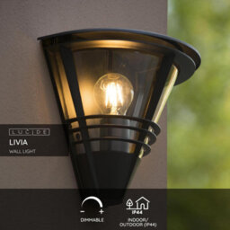 Lucide Livia Modern Wall Light Outdoor - 1Xe27 - Ip44 - Black - thumbnail 2