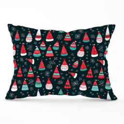 Warren Reed Designer Hand Drawn Cheerful Santa Hats Cushions 33Cm X 48Cm - thumbnail 1