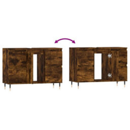 Berkfield Bathroom Cabinet Smoked Oak 80X33X60 Cm Engineered Wood - thumbnail 8