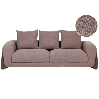 Beliani Sofa 3 Seater Vinliden Boucle Brown - image 1
