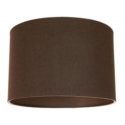 Happy Homewares Contemporary And Sleek Brown Textured Linen Fabric Drum Lamp Shade 60W Maximum - image 1