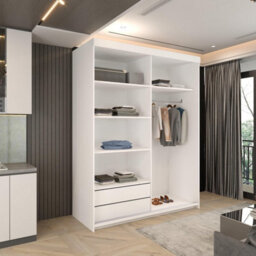 Sliding Wardrobes 4 u LTD Modern Monali Sliding Door Wardrobe Available In 2 Sizes 150Cm/200Cm & 3 Colors - White/silvertrim 150Cm - thumbnail 3