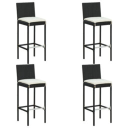 Berkfield 5 Piece Garden Bar Set With Cushions Poly Rattan Black - thumbnail 2