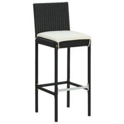 Berkfield 5 Piece Garden Bar Set With Cushions Poly Rattan Black - thumbnail 3