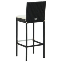 Berkfield 5 Piece Garden Bar Set With Cushions Poly Rattan Black - thumbnail 6