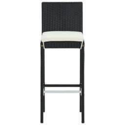 Berkfield 5 Piece Garden Bar Set With Cushions Poly Rattan Black - thumbnail 4