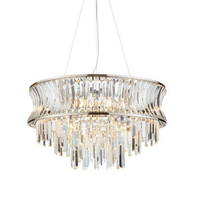 Luminosa Lighting Luminosa Vittoria Pendant Ceiling Light Bright Nickel Plate, Crystal And Clear Glass - image 1