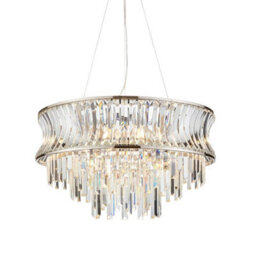 Luminosa Lighting Luminosa Vittoria Pendant Ceiling Light Bright Nickel Plate, Crystal And Clear Glass - thumbnail 1