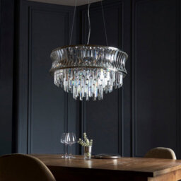 Luminosa Lighting Luminosa Vittoria Pendant Ceiling Light Bright Nickel Plate, Crystal And Clear Glass - thumbnail 4