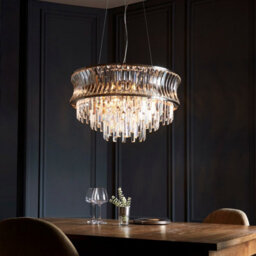 Luminosa Lighting Luminosa Vittoria Pendant Ceiling Light Bright Nickel Plate, Crystal And Clear Glass - thumbnail 3