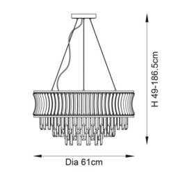 Luminosa Lighting Luminosa Vittoria Pendant Ceiling Light Bright Nickel Plate, Crystal And Clear Glass - thumbnail 8
