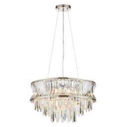 Luminosa Lighting Luminosa Vittoria Pendant Ceiling Light Bright Nickel Plate, Crystal And Clear Glass - thumbnail 6