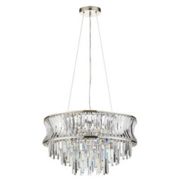 Luminosa Lighting Luminosa Vittoria Pendant Ceiling Light Bright Nickel Plate, Crystal And Clear Glass - thumbnail 7