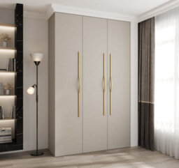 Arte Elegant Cashmere Como Ii Hinged Door Wardrobe H2460mm W1500mm D500mm, Three Doors, Eleven Shelves, Two Hanging Rails, Gold Handles - thumbnail 2