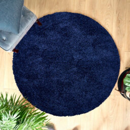 Bravich Navy Thick Shaggy Circle Rug - California - 120Cm - thumbnail 4