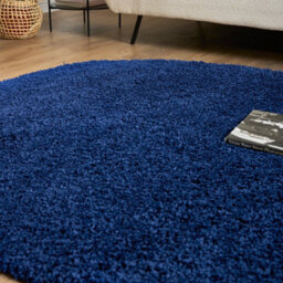 Bravich Navy Thick Shaggy Circle Rug - California - 120Cm - thumbnail 7