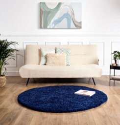 Bravich Navy Thick Shaggy Circle Rug - California - 120Cm - thumbnail 3