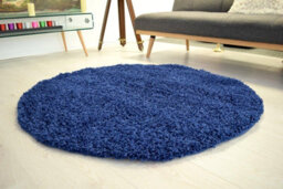 Bravich Navy Thick Shaggy Circle Rug - California - 120Cm - thumbnail 1