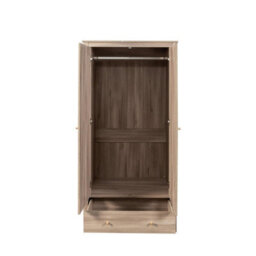 Willow Oak & Real Rattan 2 Door Double Wardrobe With 1 Drawer Bedroom Furniture Storage - thumbnail 4