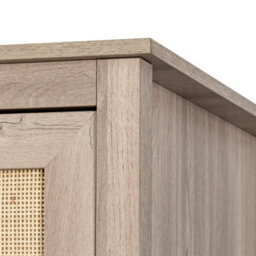 Willow Oak & Real Rattan 2 Door Double Wardrobe With 1 Drawer Bedroom Furniture Storage - thumbnail 8