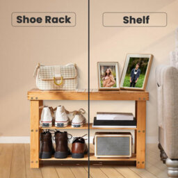 Mantraraj Bamboo Shoe Bench 3-Tier Shoe Rack Stand Seater Shoes Organizer Storage Shelf For Entryway, Hallway And Living Room - thumbnail 2