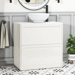 Royal Bathrooms Royal Bathroom Elmore 800mm Classic White Freestanding Countertop Bathroom Vanity Unit 2 Drawer With Breeze Basin - thumbnail 1