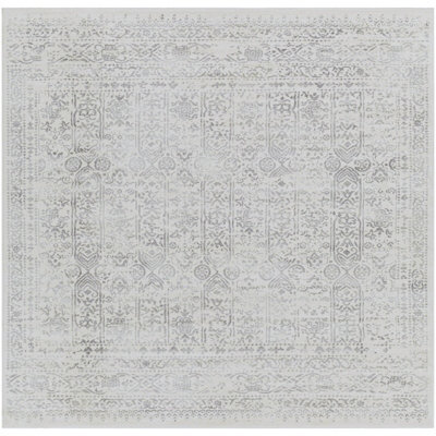 Livabliss Square Roma-Vintage Grey Cream Ivory Traditional Boho Living Dining Bedroom Rug 200 X 200 Cm Easy Care, Non Shedding - image 1