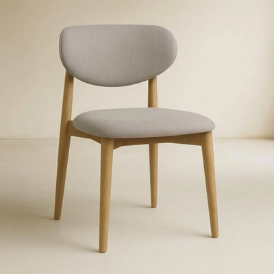 Eve Dining Chair Grey Fabric Brushed Natural Elm Frame - image 1