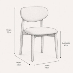 Eve Dining Chair Grey Fabric Brushed Natural Elm Frame - thumbnail 2