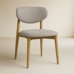 Eve Dining Chair Grey Fabric Brushed Natural Elm Frame - thumbnail 1