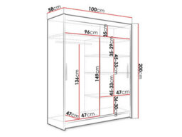 Costa Ii Sliding Door Wardrobe Modern Bedroom Storage With Mirror Spacious Hanging Shelving Unit Sleek Design Black White - thumbnail 4