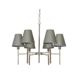 Elegant 6 Bulb Brushed Nickel Chandelier Pendant Light With Led E14 25W Bulbs