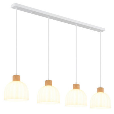 Luminosa Lighting Luminosa Swanson Bar Pendant Ceiling Light Matt White, Glass Opal Shades, 4X E27 - image 1