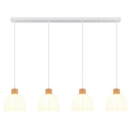 Luminosa Lighting Luminosa Swanson Bar Pendant Ceiling Light Matt White, Glass Opal Shades, 4X E27 - thumbnail 4