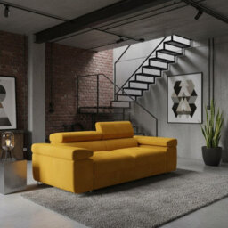 Torezio Sofa 2 Two Seater With Adjustable Headrests Chipboard Wooden Frame 198X102X70 90Cm Mustard