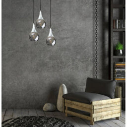 Luminosa Lighting Luminosa Lacrima Cluster Pendant Ceiling Light Black, Silver Smoky Glass Shade 3X E27 - thumbnail 2