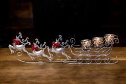 Silver Reindeer & Sleigh Tealight Candle Holder - thumbnail 1