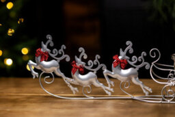 Silver Reindeer & Sleigh Tealight Candle Holder - thumbnail 3