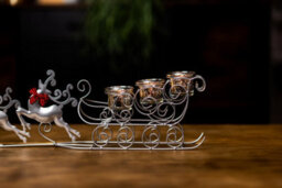 Silver Reindeer & Sleigh Tealight Candle Holder - thumbnail 2