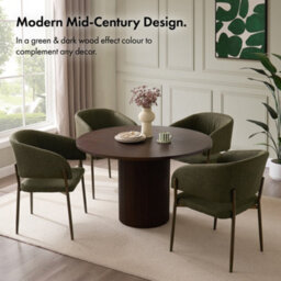 Vonhaus Dining Chairs Set Of 6, Upholstered Green Kitchen Chairs With Metal Legs, Cushioned Linen Effect For Dining Room, Oxford - thumbnail 2