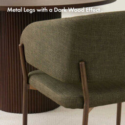 Vonhaus Dining Chairs Set Of 6, Upholstered Green Kitchen Chairs With Metal Legs, Cushioned Linen Effect For Dining Room, Oxford - thumbnail 6