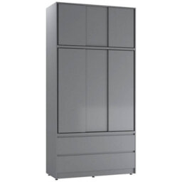 Urbn-Living Urbnliving 240Cm Height 6 Sliding Door 4 Drawer Grey Freestanding Wardrobe Clothes Storage Hanging Rail Bedroom - thumbnail 1