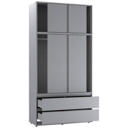 Urbn-Living Urbnliving 240Cm Height 6 Sliding Door 4 Drawer Grey Freestanding Wardrobe Clothes Storage Hanging Rail Bedroom - thumbnail 8