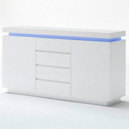 Furniture in Fashion Odessa White High Gloss Sideboard With 2 Door 4 Drawer And Led - thumbnail 4